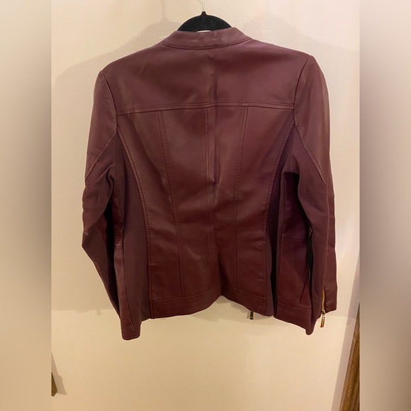 Ellen Tracy Faux Leather Burgundy Jacket - Picture 2 of 5